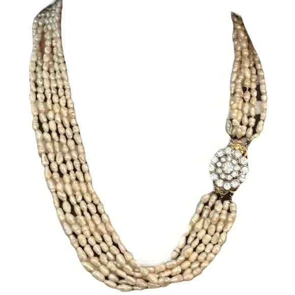 Rare Vintage Baroque pearl necklace with brooch closure - Picture 1 of 11